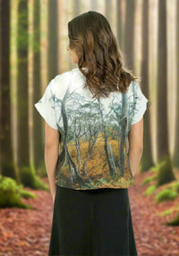 fagus forest photo print on ladies linen tee 