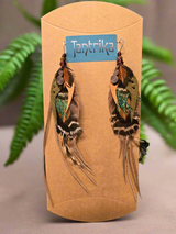 fern feather and leather earrings tantrika australia