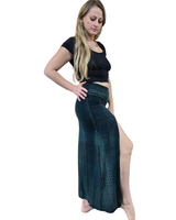 tantrika split fron teal geometric print skirt