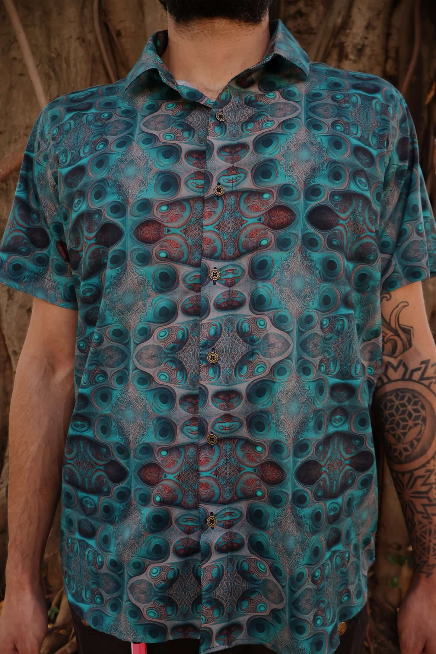 mens fractal print cotton shirt