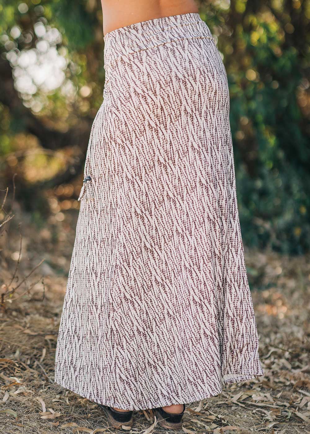 Ladies hemp free-spirit Shibori skirt