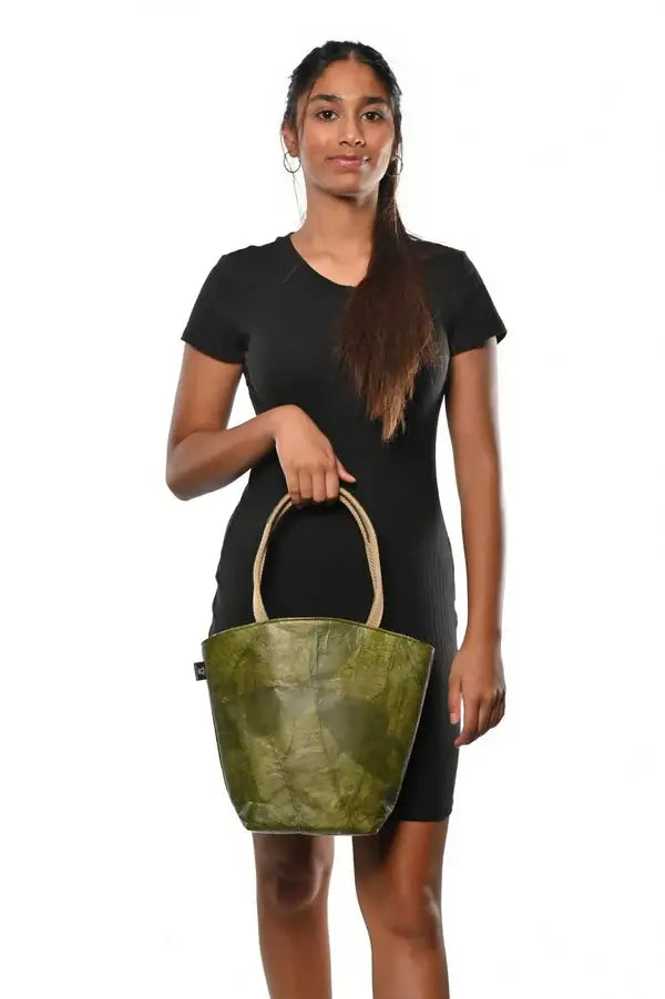 ladies leaf leather  tote bag
