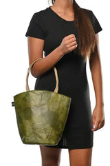 ladies leaf leather  tote bag