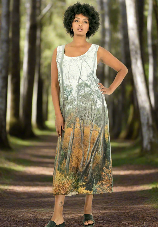 Harriet Jane Fagus Forest Linen Tank Dress Tantrika Australia Sustainable Fashion