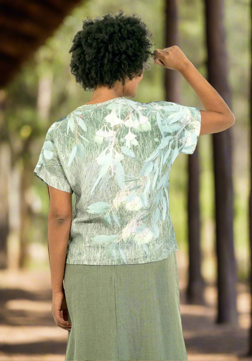 Harriet Jane Yellow Flowering Gum Linen Top Tantrika Australia