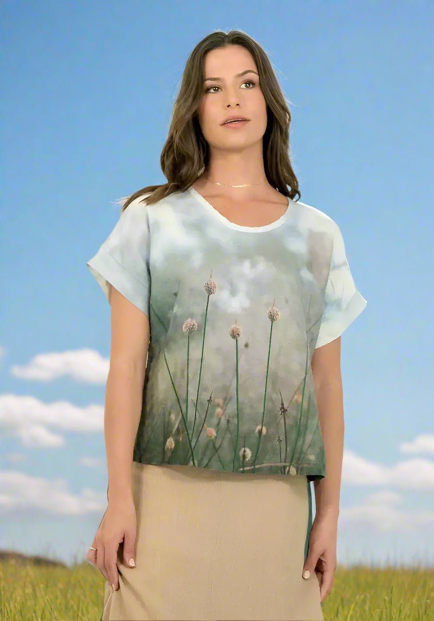 Harriet Jane Linen Tee Juncus Grass Tantrika Australia