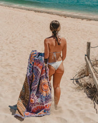 If Flowers Were Friends Indiginous Art Throw Rug Recycled Cotton Tantrika Australia Sustainable Fashion
