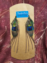 Jade Feather & Leather Earrings