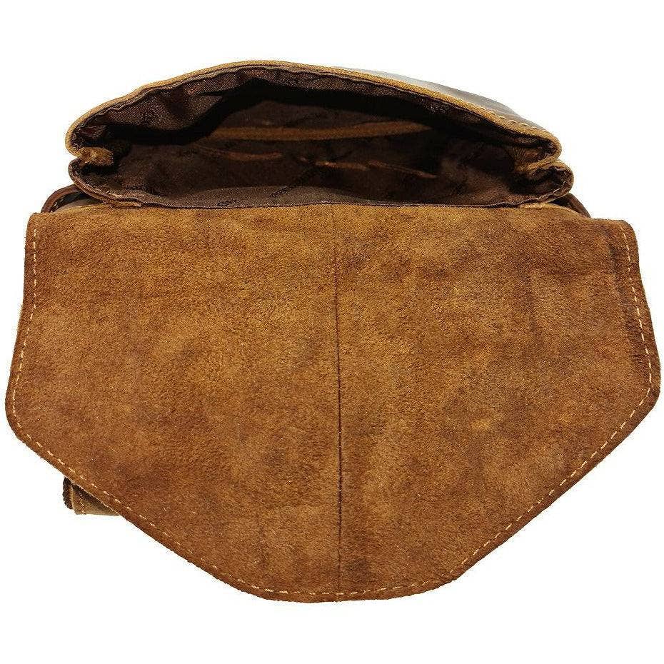 Brown leather bag on a white background