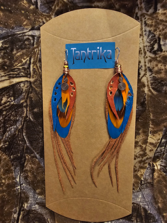 Kaia Feather Leather Earings Tantrika Australia