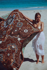 Lead The Way Indiginous Art Throw Rug Recycled Cotton Tantrika Australia Sustainable Fashion