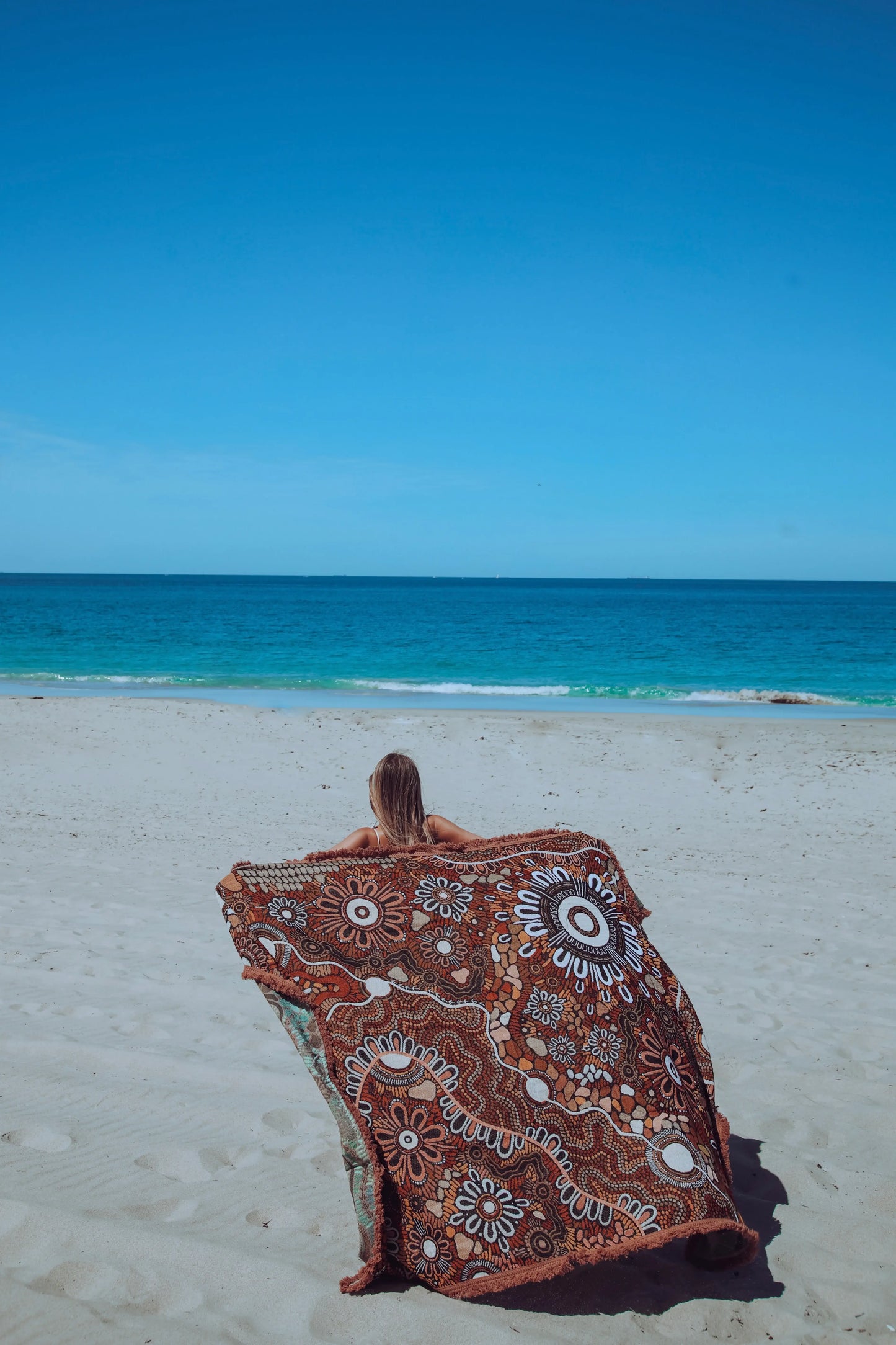 Lead The Way Indiginous Art Throw Rug Recycled Cotton Tantrika Australia Sustainable Fashion