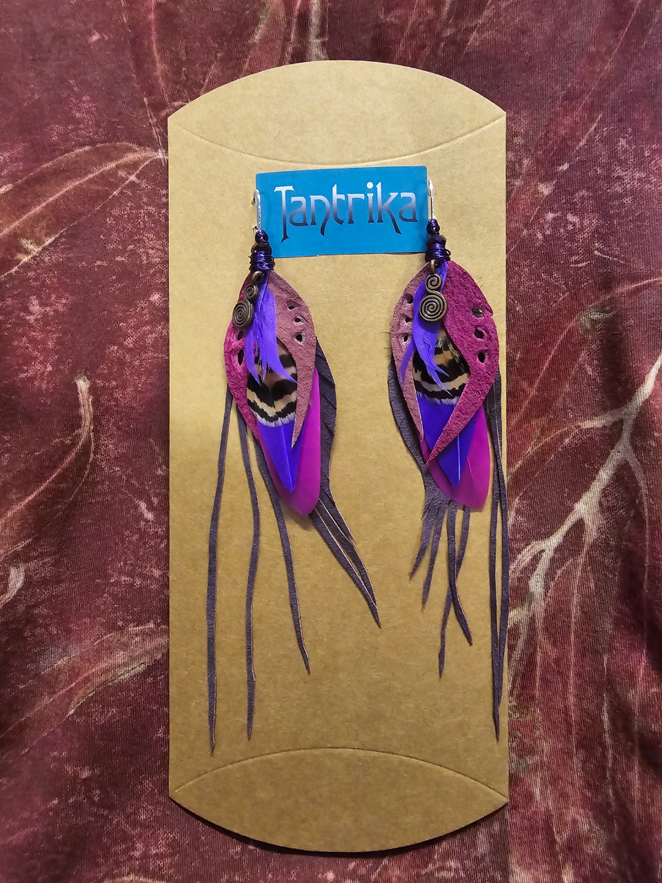 Lily Feather Leather Earings Tantrika Australia