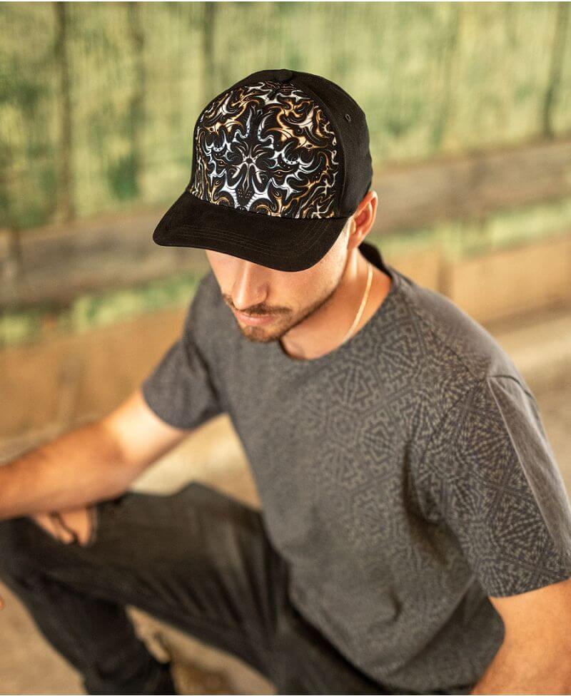 Man wearing MAAL geometric print baseball cap
