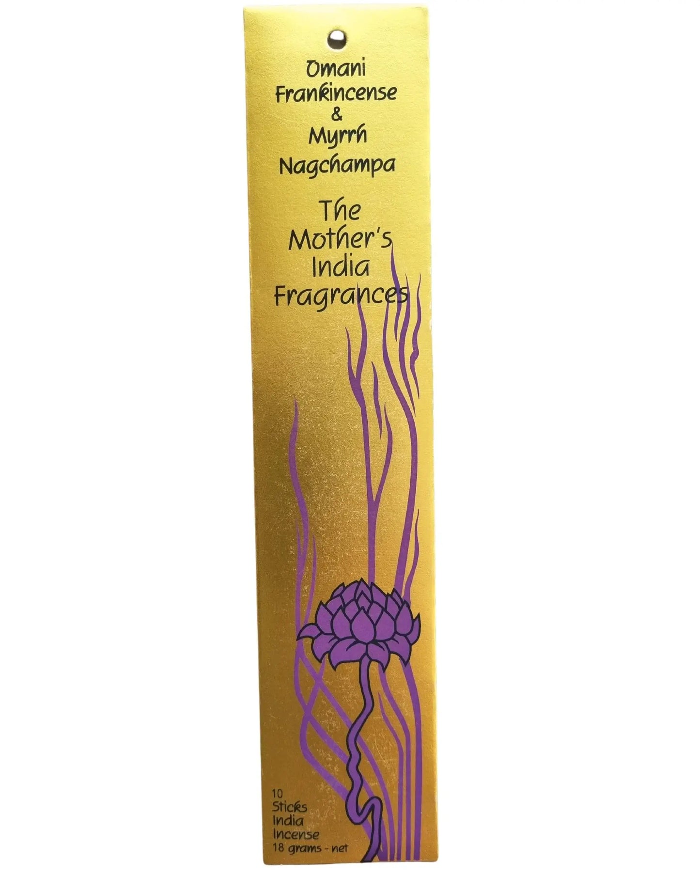 Omani Frankincense and Myrhh Nagchampa Real Incense by The Mother's India Fragrances Tantrika Australia