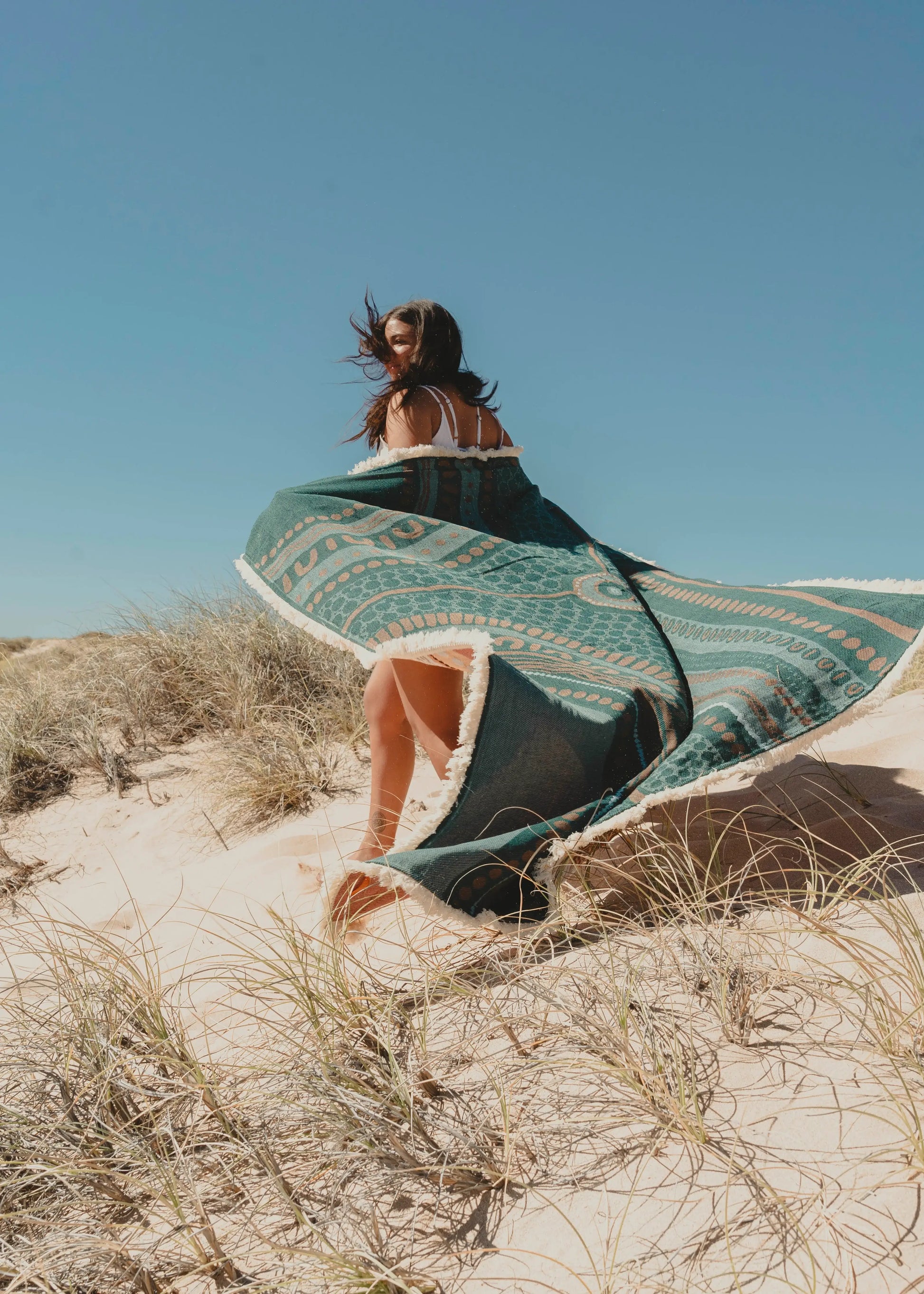 My Three Pathways Indiginous Art Throw Rug Recycled Cotton Tantrika Australia Sustainable Fashion