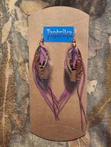 Olive Feather Leather Earings Tantrika Australia
