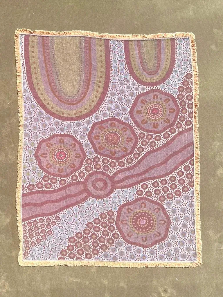 Our Journey Home Indiginous Art Throw Rug Recycled Cotton Tantrika Australia Sustainable Fashion