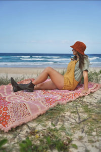 Our Journey Home Indiginous Art Throw Rug Recycled Cotton Tantrika Australia Sustainable Fashion