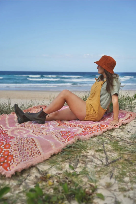 Our Journey Home Indiginous Art Throw Rug Recycled Cotton Tantrika Australia Sustainable Fashion