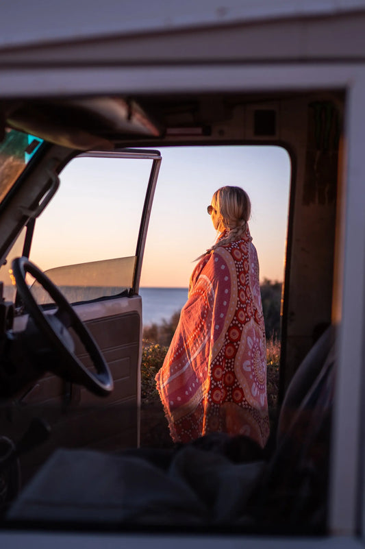 Our Journey Home Indiginous Art Throw Rug Recycled Cotton Tantrika Australia Sustainable Fashion