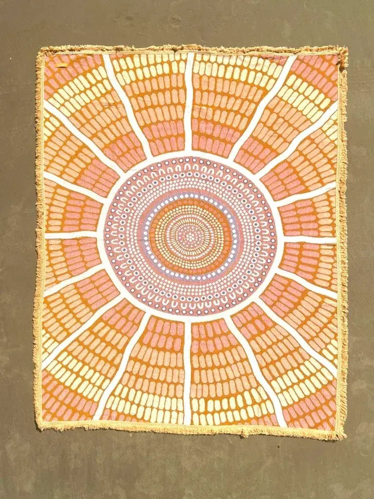 Our Mothers Country Indiginous Art Throw Rug Recycled Cotton Tantrika Australia Sustainable Fashion