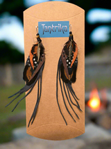 pheonix feather and leather earrings tantrika fashion australia