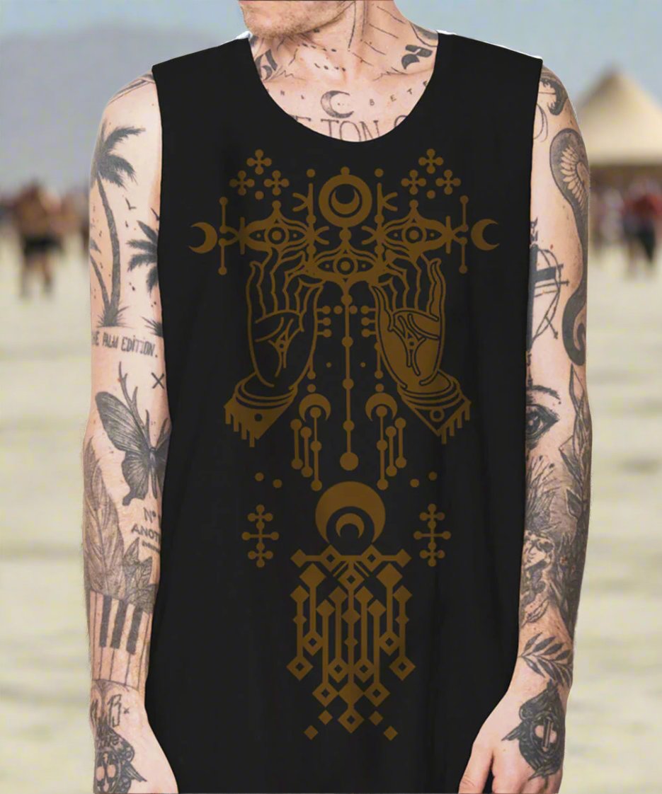 plazmalab mens tank top singlet danza black tantrika festival fashion australia