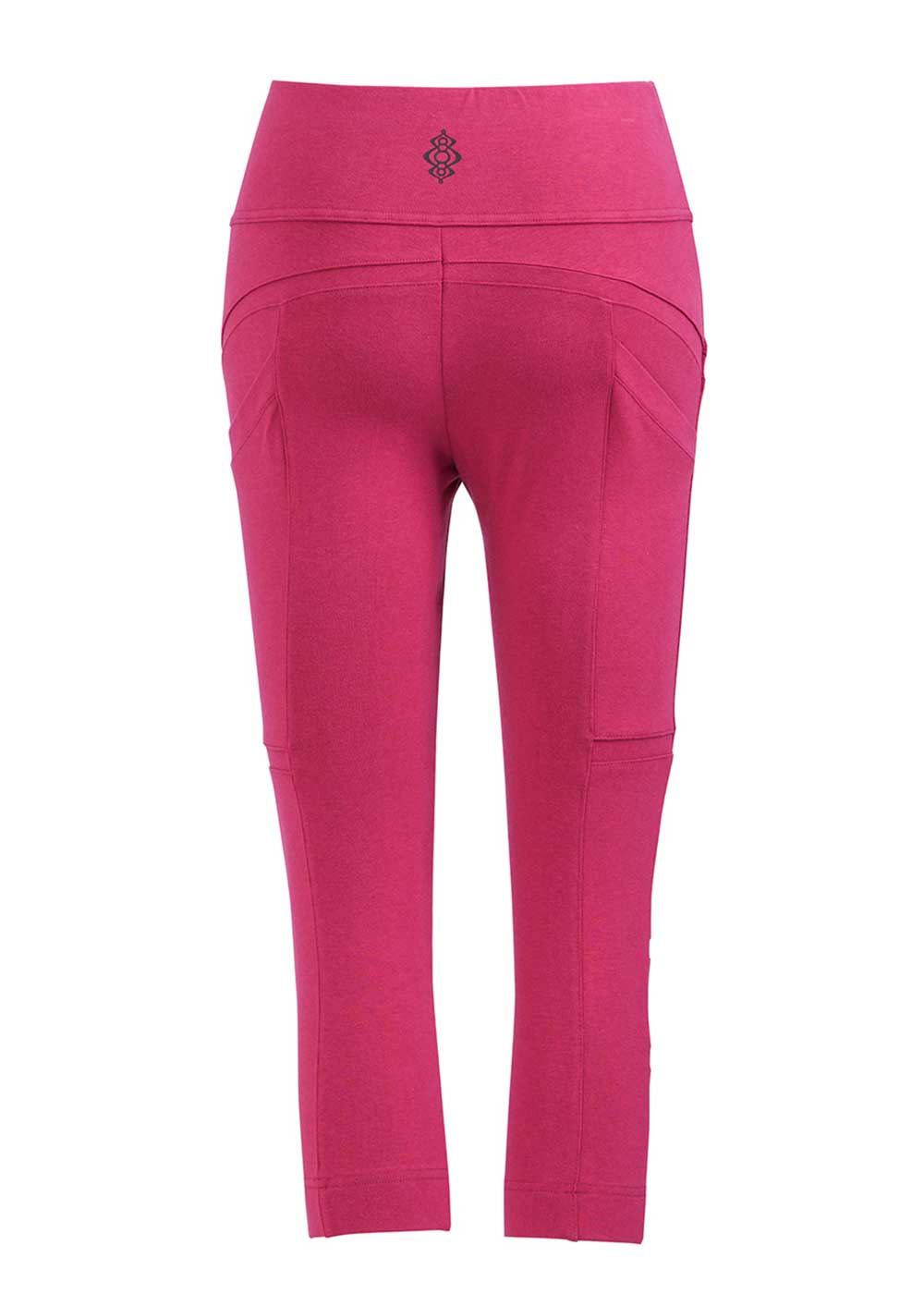 Pink leggings with a small logo on a white background