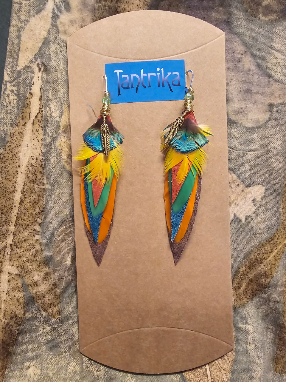 Feather Leather Earings Renae at Tantrika Australia