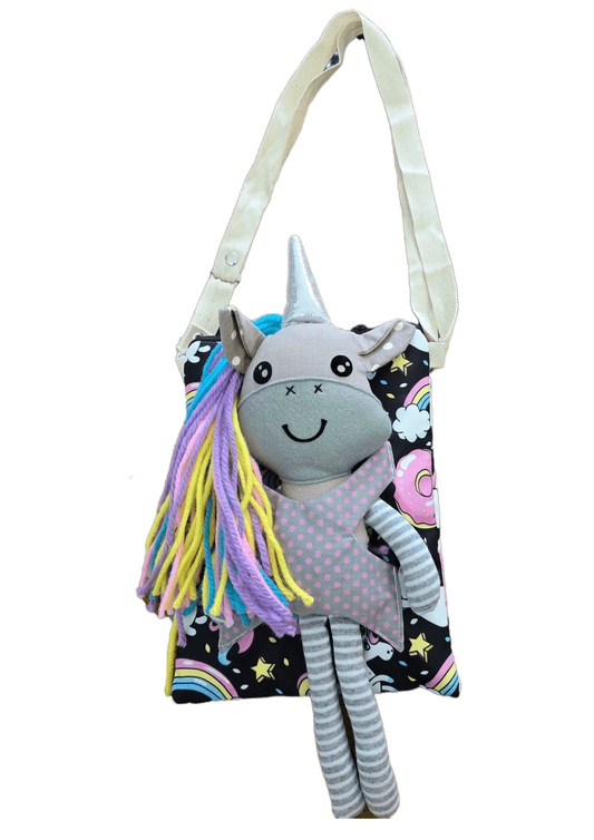 kids bag with removable unicorn toy