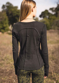 ladies long sleeve cotton waffle top by nomads hemp wear