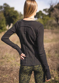 ladies long sleeve cotton waffle top by nomads hemp wear