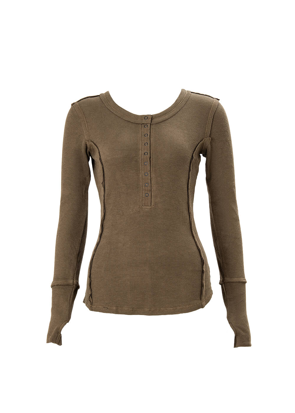 ladies long sleeve cotton waffle top by nomads hemp wear