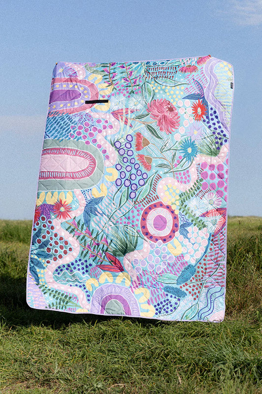Indigenous Art Folding Picnic Rug - A Chapter Closing