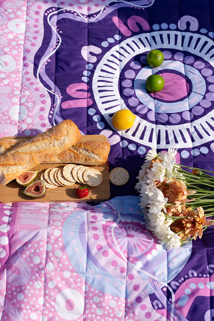 Indigenous Art Folding Picnic Rug - A Womans Connection