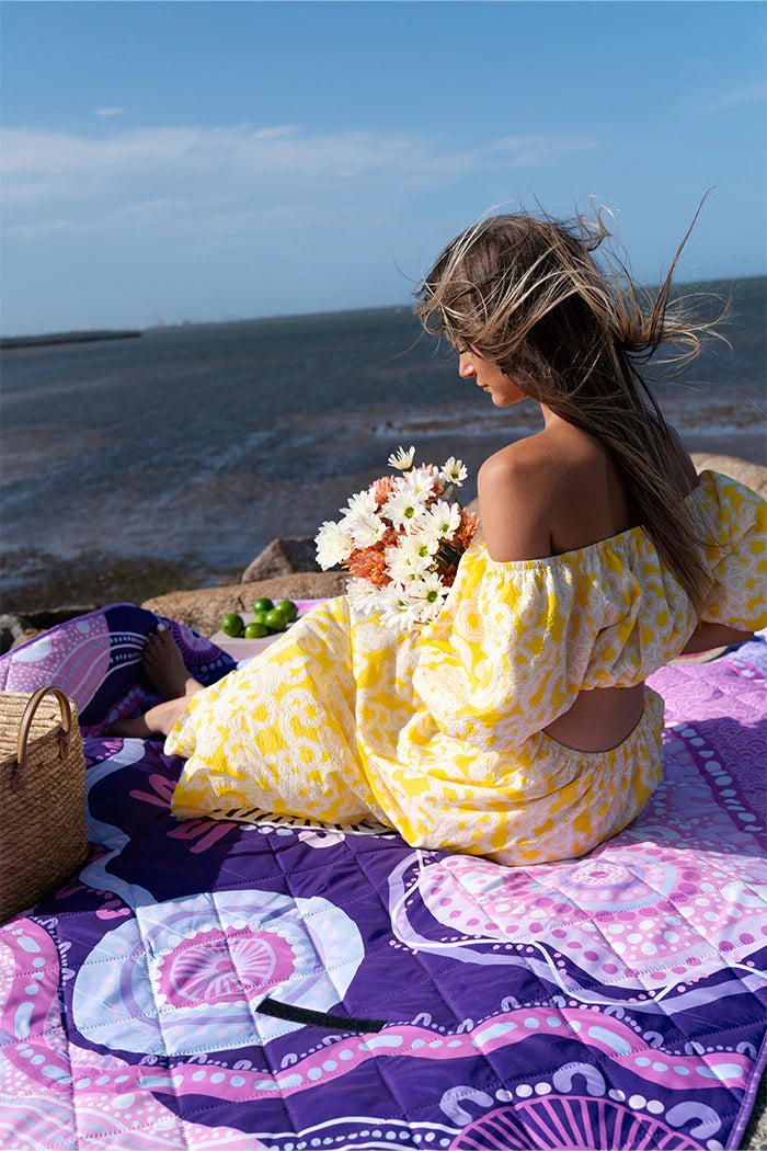 Indigenous Art Folding Picnic Rug - A Womans Connection
