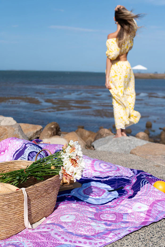 Indigenous Art Folding Picnic Rug - A Womans Connection