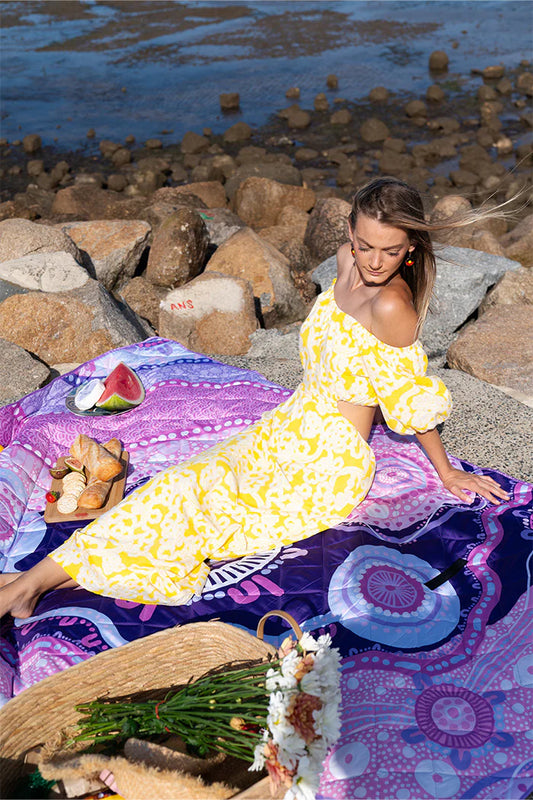 Indigenous Art Folding Picnic Rug - A Womans Connection