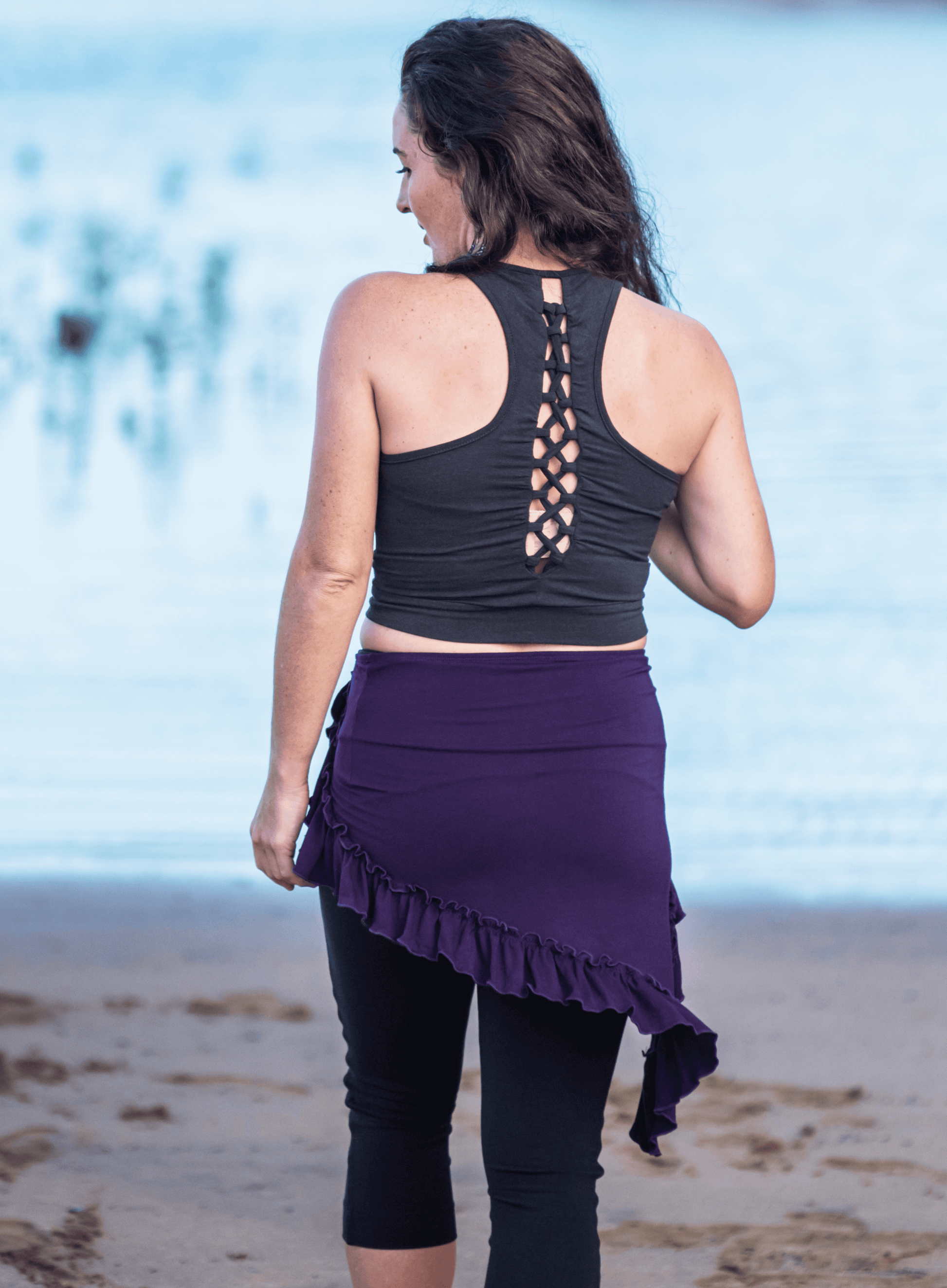 short ruffle skirt with long side tail