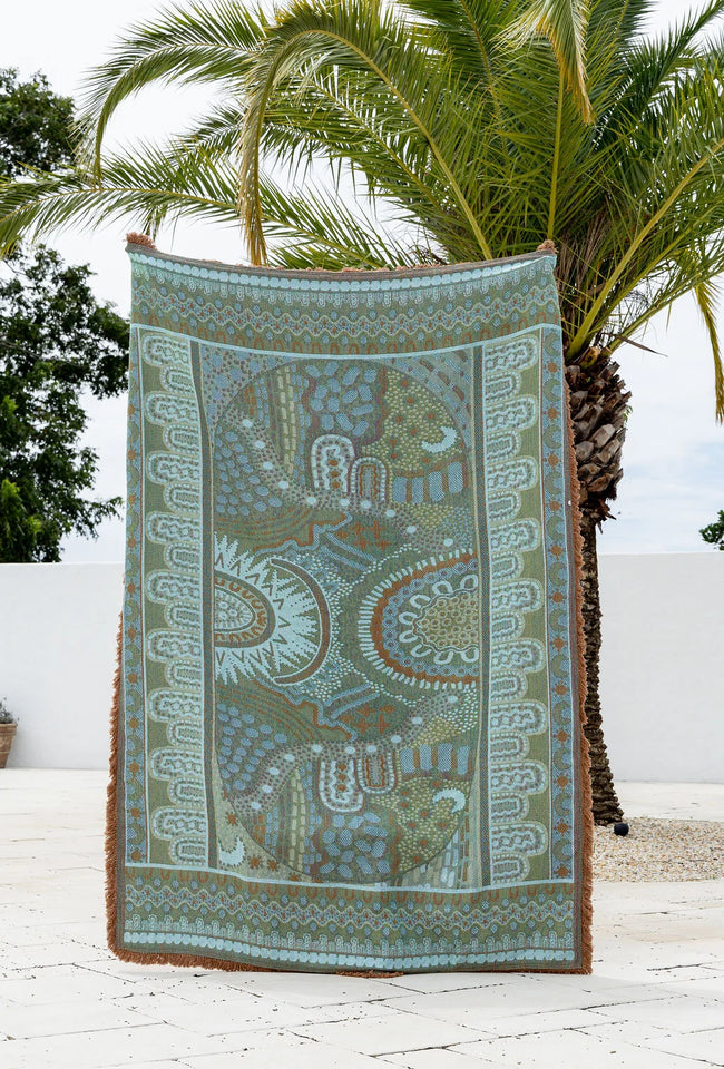 Alkira Pink Indigenous Art Throw Rug