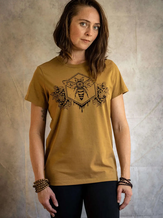 bee flower art of zig womens shirt tantrika sustainable fashion australia