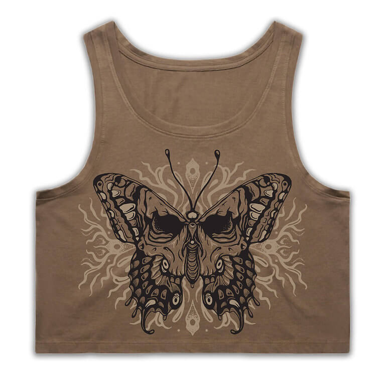 art of zig butterfly skull crop tee