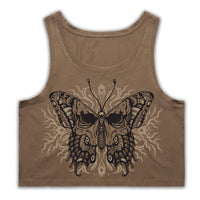 art of zig butterfly skull crop tee
