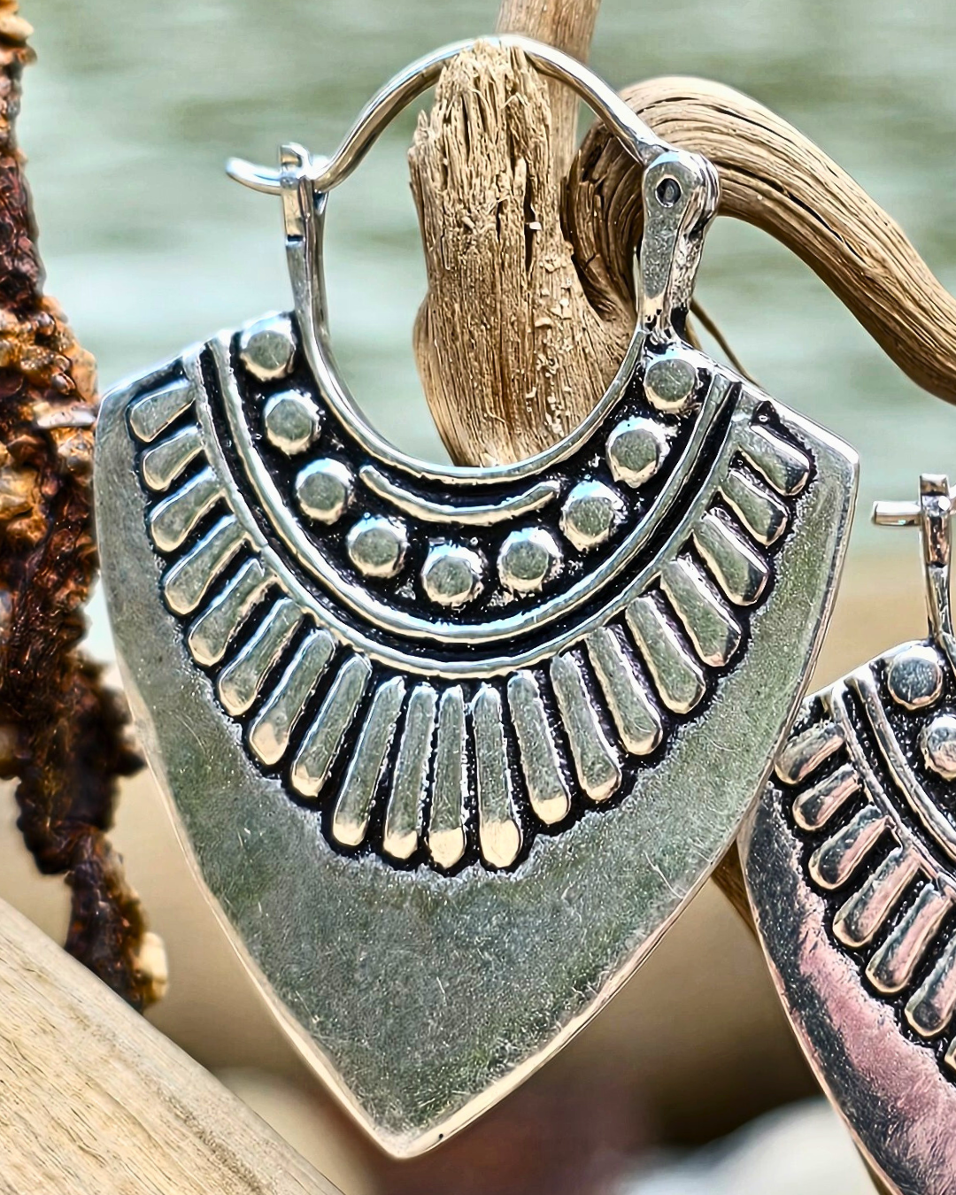 athena silver shield earrings 
