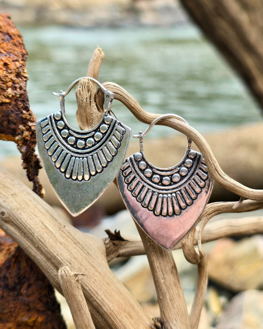 athena silver shield earrings 