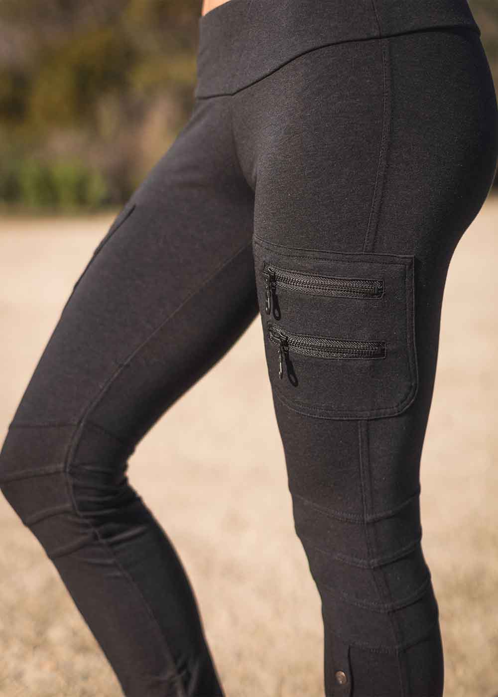 ladies bamboo, organic cotton axiom leggings by nomads hemp wear
