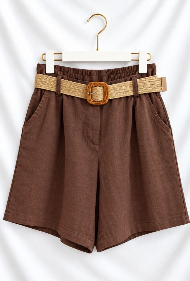 Belted Linen Shorts