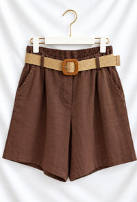 Belted Linen Shorts