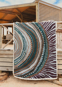 100% cotton throw rug with aboriginal design